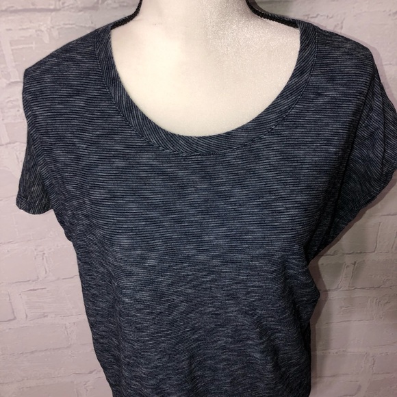 Deletta Basic Blue/Grey Top w/semi cap sleeve. H25 - Picture 4 of 7
